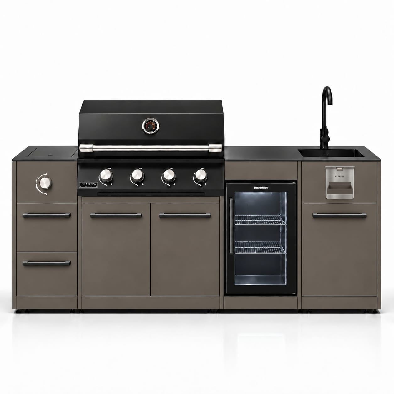 מטבח חוץ נייד 2.15 מטר עם גריל ומקרר – BRABURA COMPACT 400 TERRA